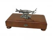 Muela Silverware PIKE FISH ON WOODEN BASE cm 18x10