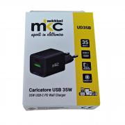 Caricatore USB 35W 1 USB-C+ 1 USB-A Nero-Mkc