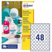 Etichette adesive rotonde rimovibili D25mm (48et/fg) 25fg laser/inkjet Avery