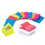 DISPENSER PRO +12 ricarche Post-it  Super Sticky Z-Notes colori ass. 76x76mm
