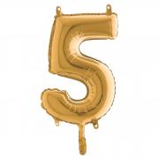Palloncino in mylar h.36cm numero \'\'5\'\' oro Big Party