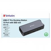 Verbatim USB-C Pro Docking Station 15 Port with SSD slot CDS-15S