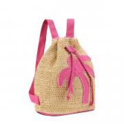 ZAINO IN PAGLIA CON PALMA FUCSIA