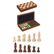 SCACCHIERA PIEGHEVOLE IN NOCE CON LETTERE E NUMERI E SET DI SCACCHI NON PIOMBATI IN LEGNO - 3489