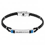 Bracciale Ufficiale Atalanta in Acciaio 316L con Piastra Smaltata Bicolor Regolabile - B-AB001UCB