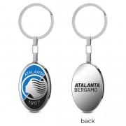 Portachiavi Ufficiale Atalanta in Acciaio 316L Silver 30 mm con Logo Smaltato