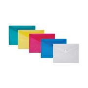 BUSTE CON BOTTONE COLORATE TRASPARENTI A4 (5PZ)