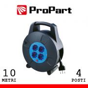 Avvolgicavo 4 Prese Bipasso Schuko 16A con Protezione Termica Cavo da 10m