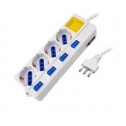 Multipresa 4 Prese Bipasso Schuko con Interruttori Singoli e Spina 16A Cavo da 1,5m