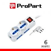 Multipresa 4 Prese Bipasso e 2 Schuko con Interruttore e Spina 16A Bianca con Cavo da 1,5m