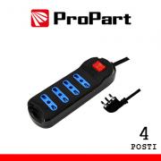 Multipresa 4 Prese Bipasso con Interruttore e Spina 16A Nera Cavo da 1,5m