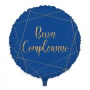 10 Palloncini Mylar 18" - 45 cm Buon Compleanno Blue Gold